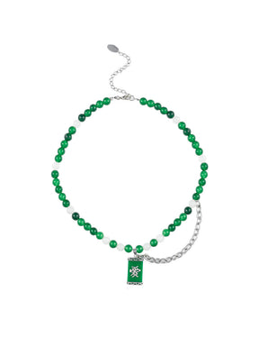 MUKTANK×BLUE  Green Love Word Jade Necklace