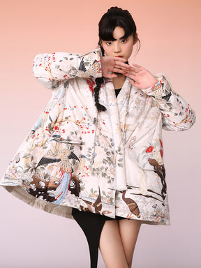 MUKZIN Reversible Design Loose Fit Floral Down Jacket