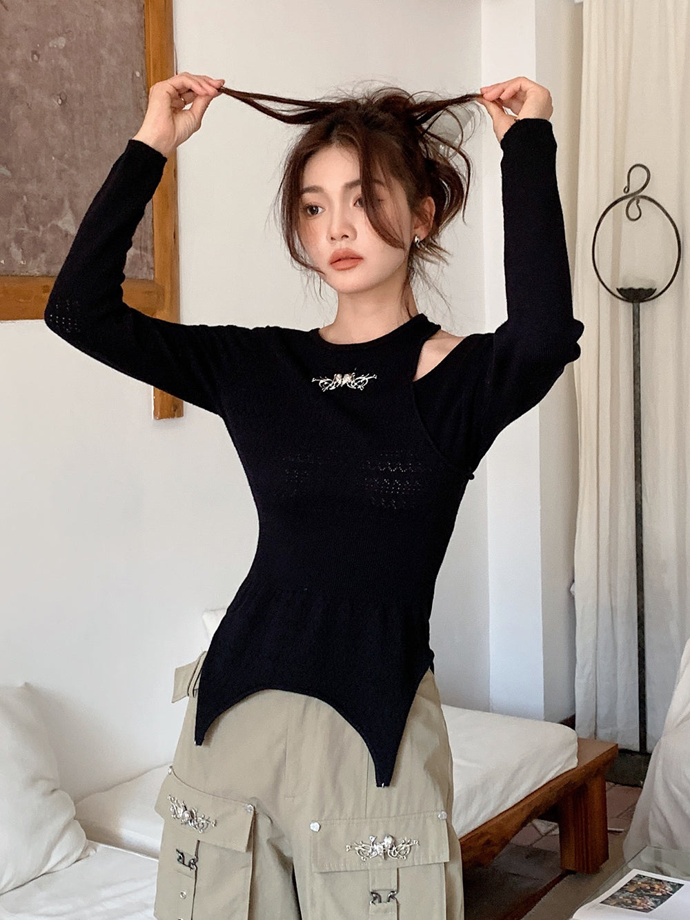 MUKZIN Comfortable Versatile Slim Fit Irregular Sweater