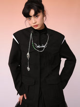 MUKZIN Black mid-length Tang Suit Design Down Jacket