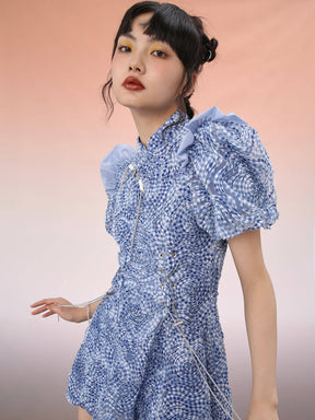 MUKZIN Slim Fit Cheongsam Collar Mini Dress