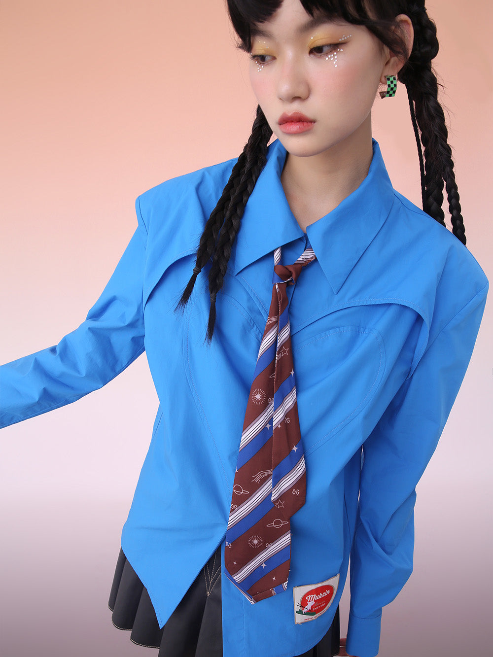 MUKZIN Blue Tie Commuter Long Sleeve Shirt