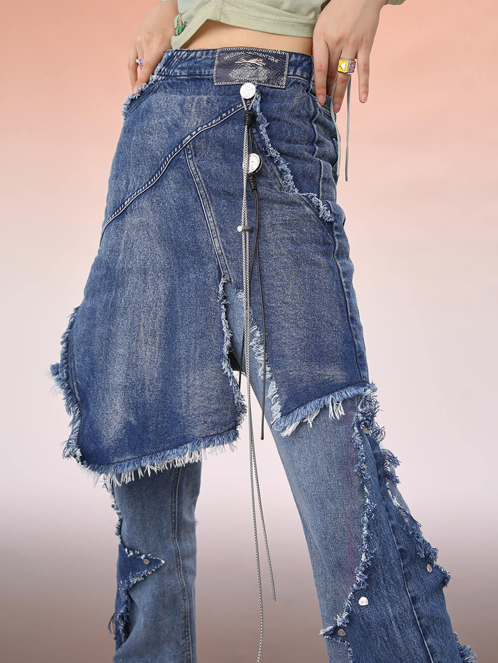 MUKZIN Irregular Straight Denim Trousers