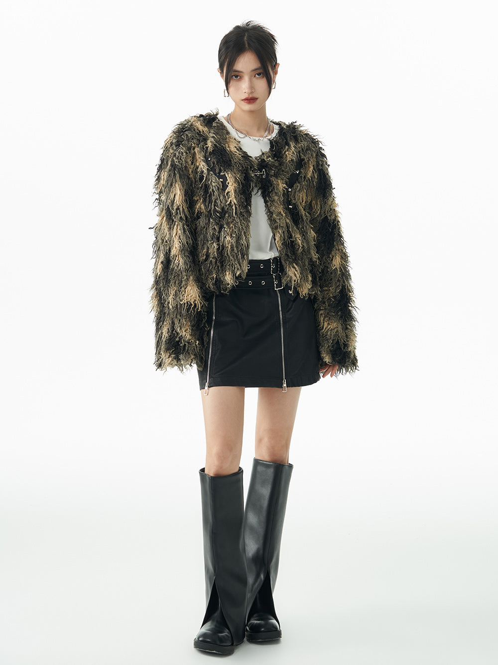 MUKTANK ⅩWESAME Fashion Short Long Hair Tassel Fur Jacket