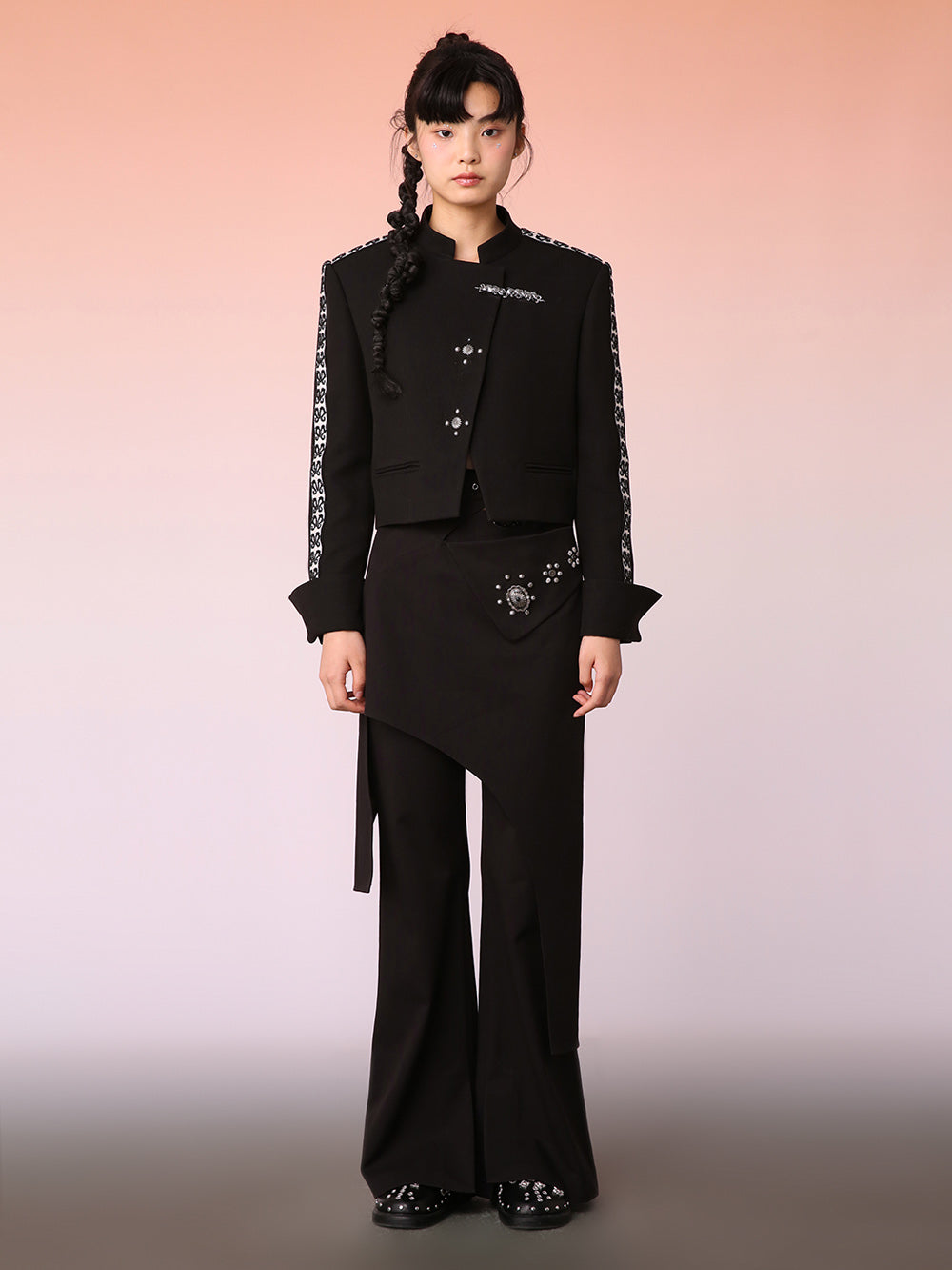 MUKZIN Black Fashion Stud Cropped Jacket