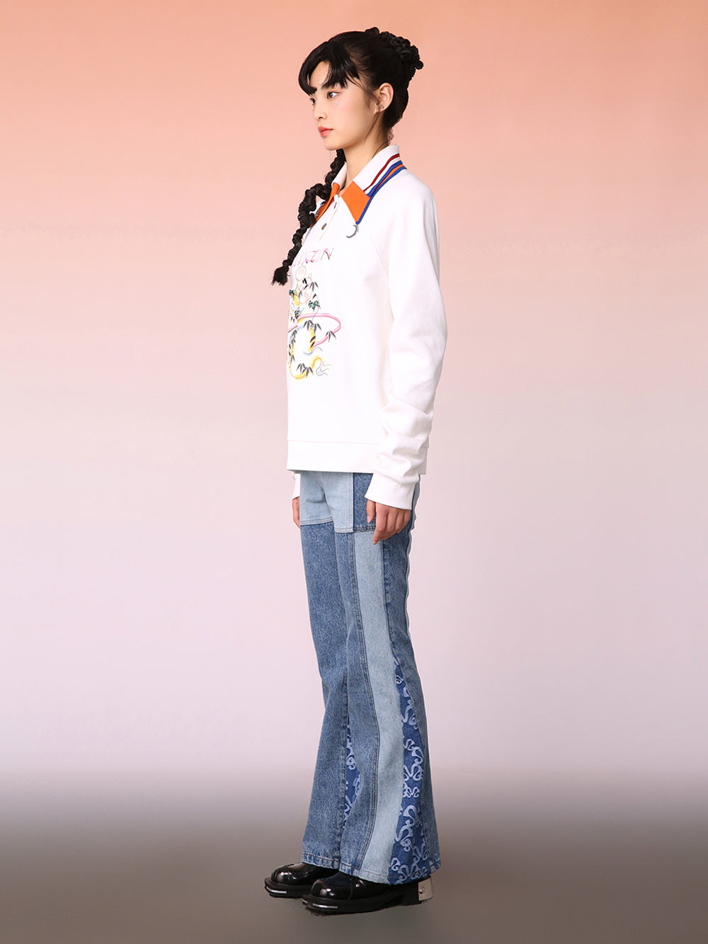 MUKZIN Trendy Light Blue Denim Flared Trousers