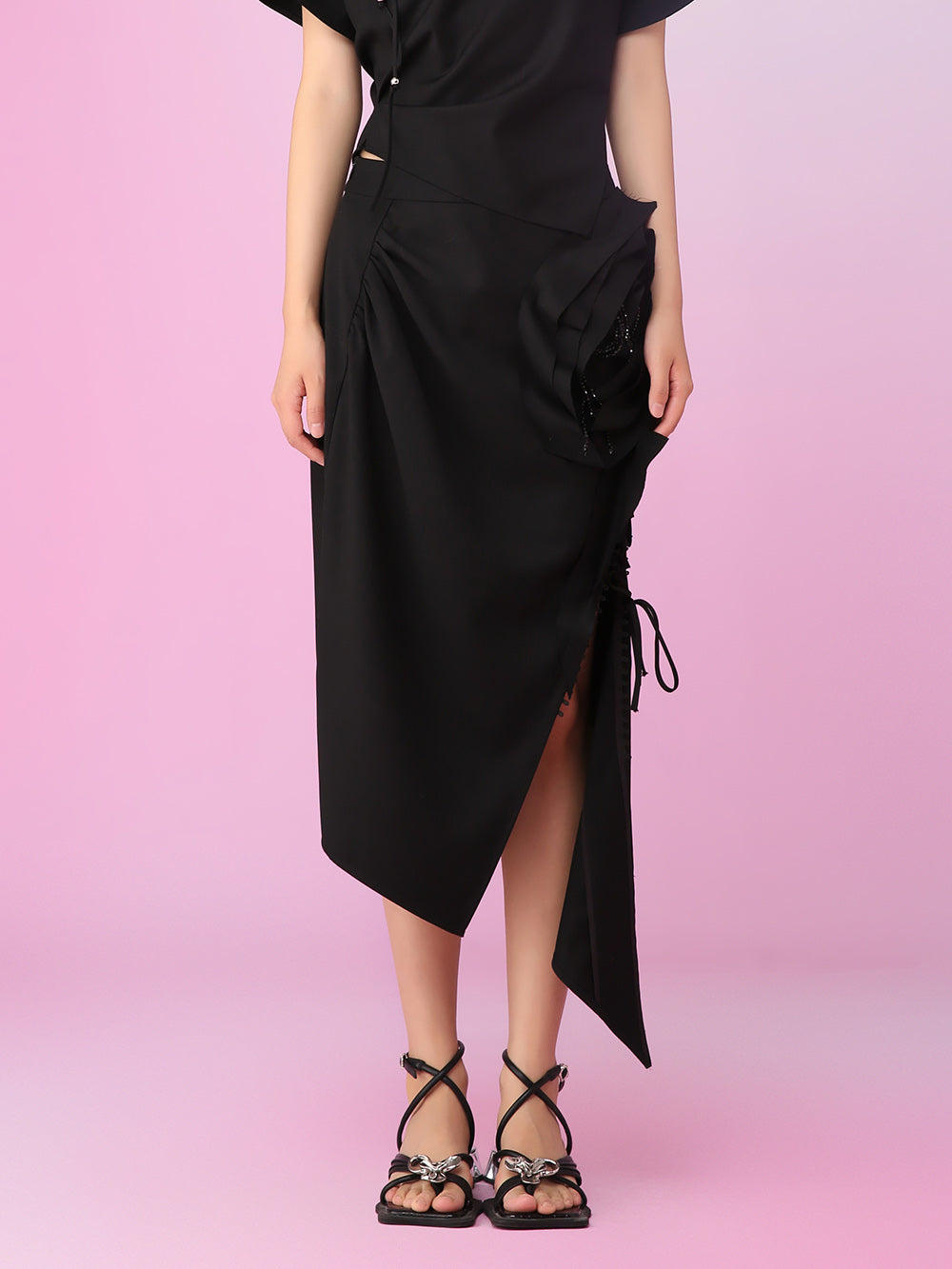 MUKZIN Lightweight Black Look-thin Slit Classic Skirts