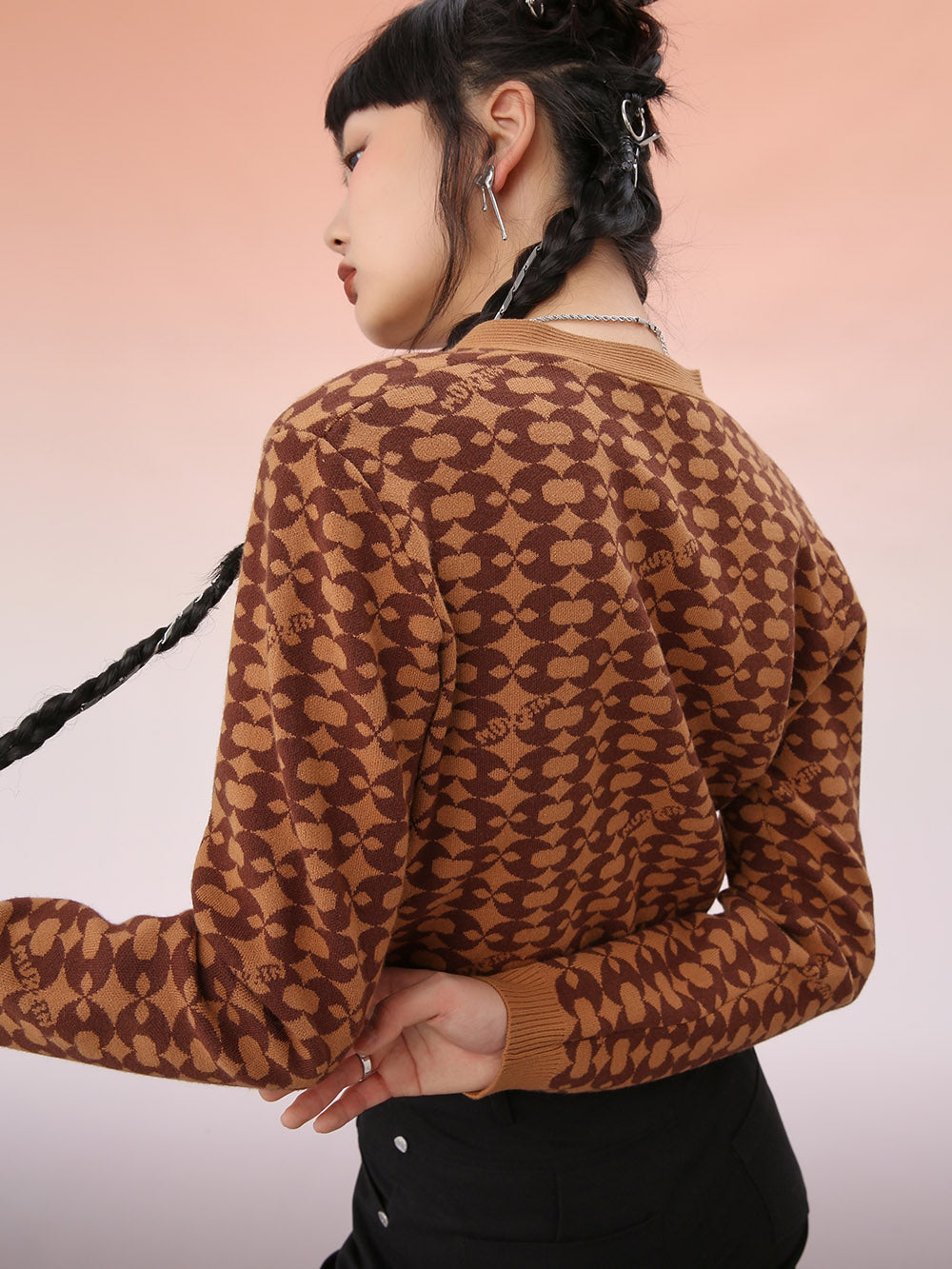 MUKZIN Khaki Temperament Short Knit Sweater