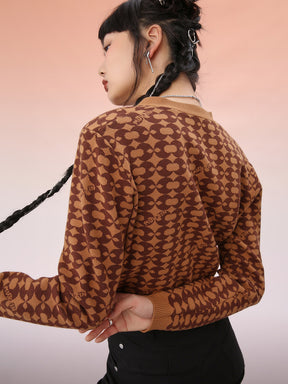 MUKZIN Khaki Temperament Short Knit Sweater