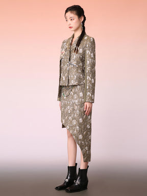 MUKZIN Printed Paneled Blazer Coat