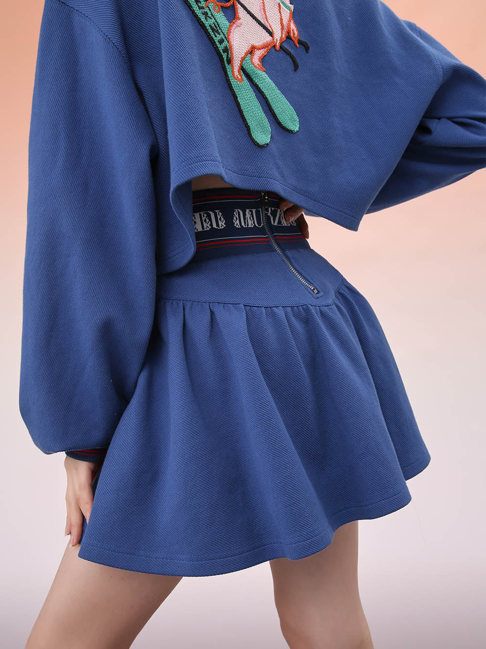 MUKZIN Short Knitted Blue Skirt