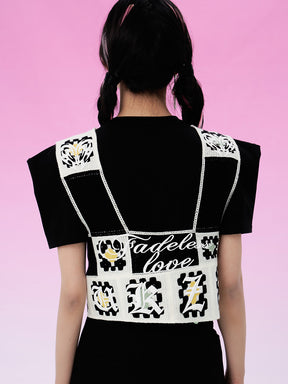 MUKZIN Black Embroidered Vest