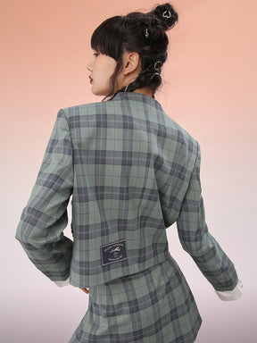 MUKZIN Plaid Irregular Blazer Suit