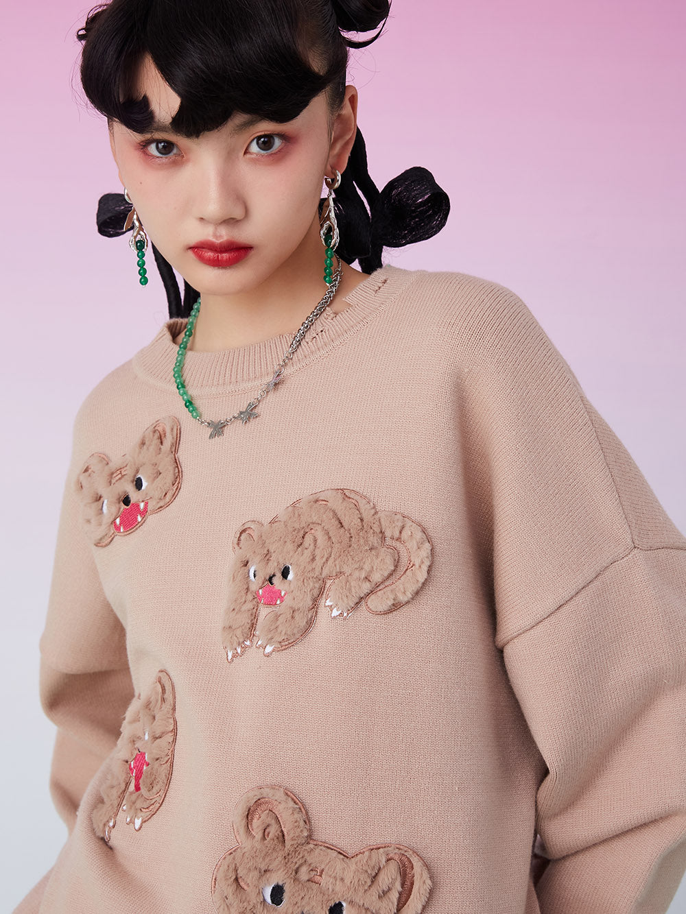 MUKZIN Knit Patched Irregular Brown Sweater CNY “year of the tiger” Edition