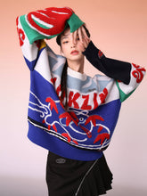 MUKZIN Contrasting Color Design Sweater