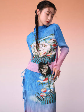 MUKZIN Chinese Style DesignSense Pleated Knitted Top