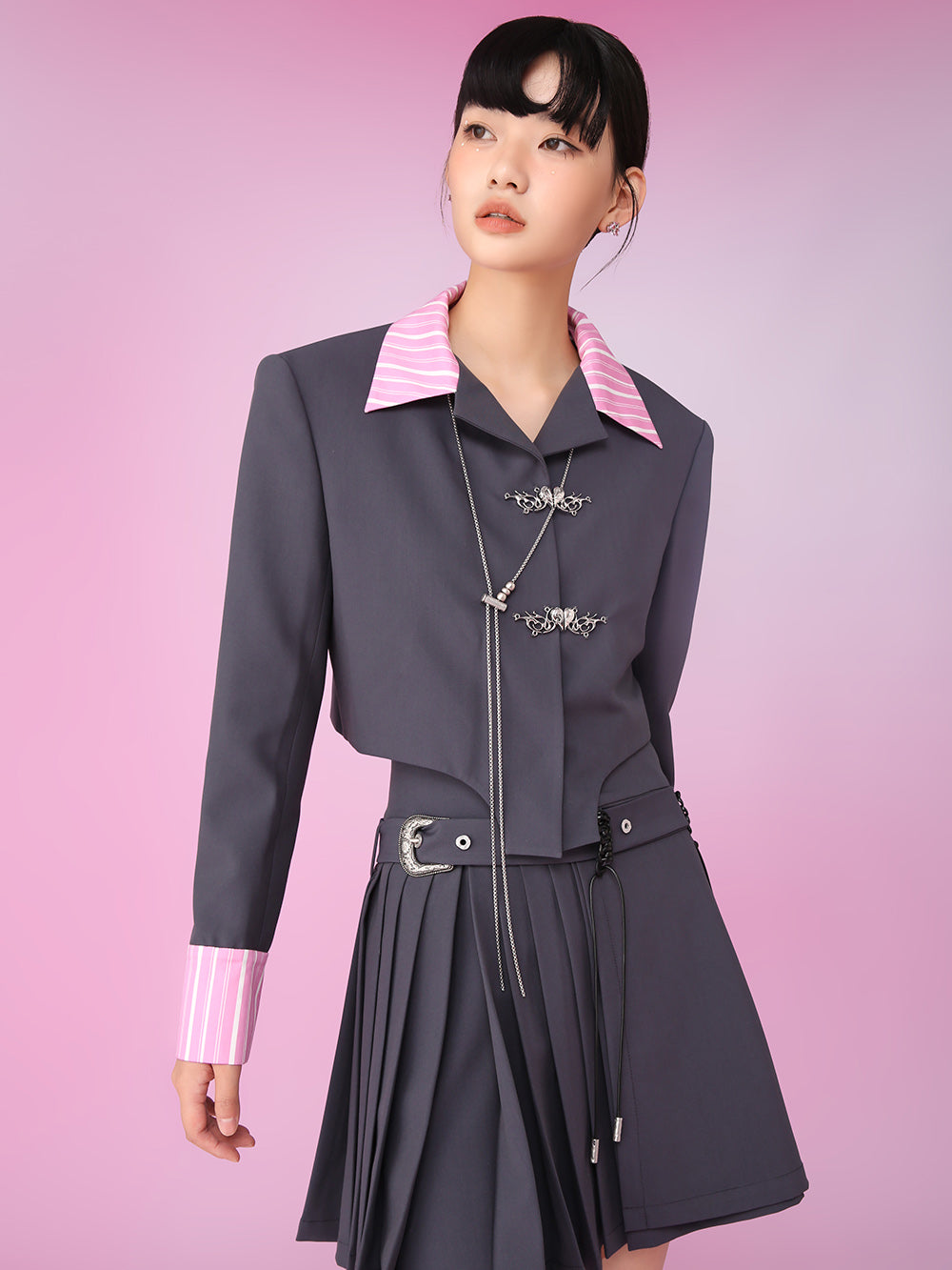 MUKZIN OL Style Short Stitching Original Trend Suit Outerwears