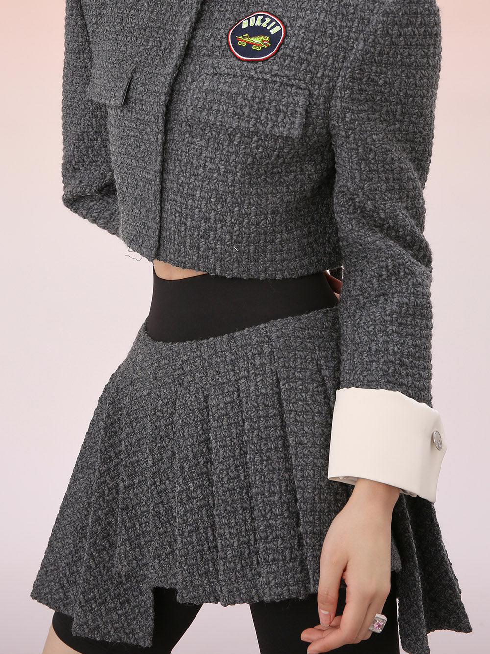 MUKZIN Gray A-Line Asymmetric Skirt