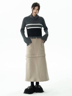 MUKTANK×WESAME LAB Turtleneck Fringe Sweater Grey Bottoming Shirt