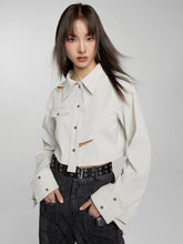 MUKTANK×WESAME Hollow Niche Loose Short Waist Texture Shirts