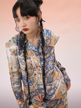 MUKZIN Floral Drape Light Sheer Long Printed Shirt