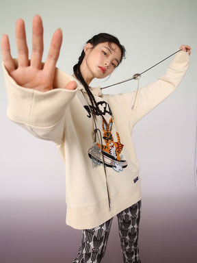 MUKZIN-Off-White Hooded Sweatshirt