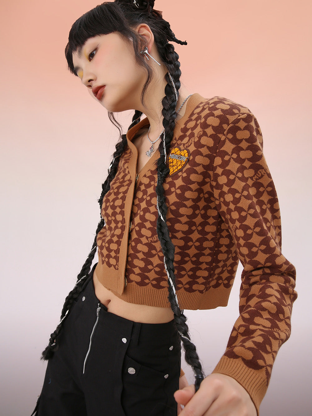 MUKZIN Khaki Temperament Short Knit Sweater