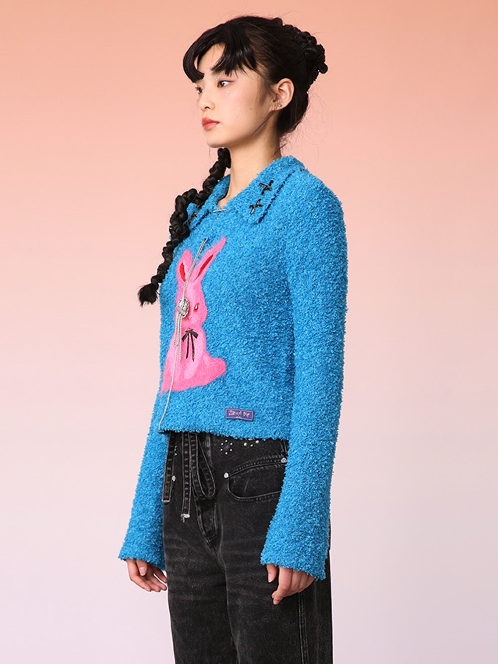 MUKZIN Blue Butterfly Fabric Rabbit Design Sweater