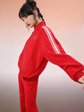 MUKZIN Red Print Loose Fit Sports Jacket