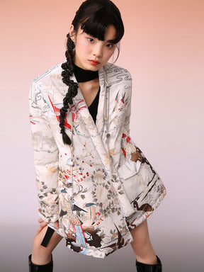 MUKZIN Reversible Design Loose Fit Floral Down Jacket