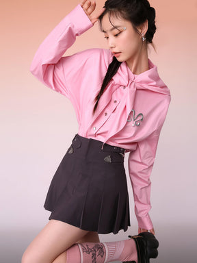 MUKZIN Irregular Detachable Collar Pink Shirt
