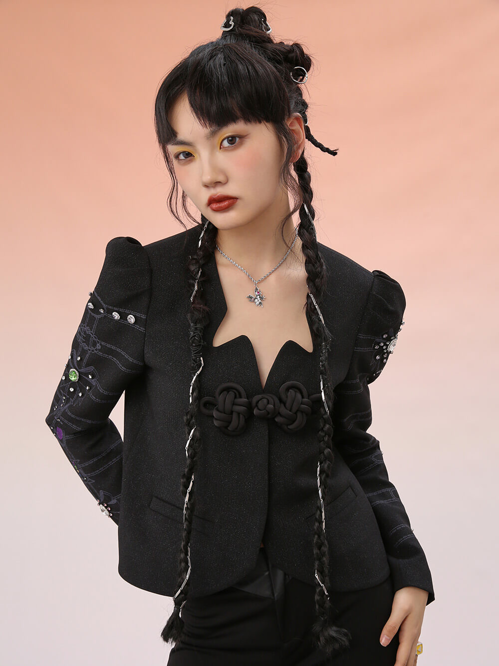 MUKZIN Black Velvet Cropped Jacket