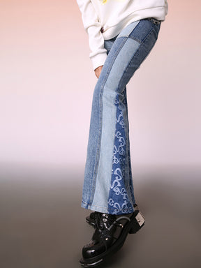 MUKZIN Trendy Light Blue Denim Flared Trousers