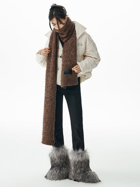 MUKTANK×WESAME Brown Fashion Plush Long Scarf