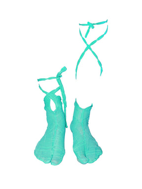 MUKTANK X COOLOTHES Mint Green Tie Wrap Bubble Button Tabby Socks