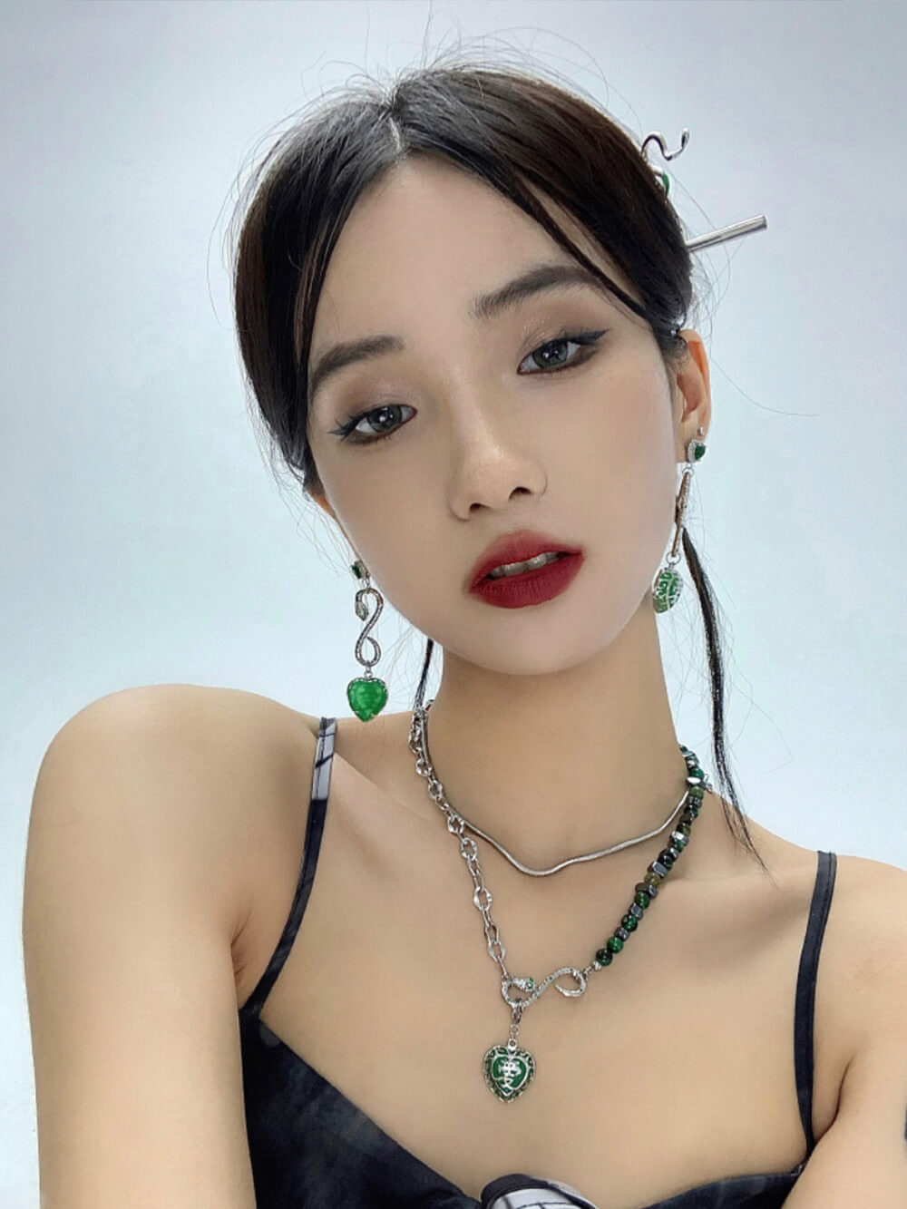 MUKTANK X WHITEHOLE Love Word Jade Ouroboros Necklace