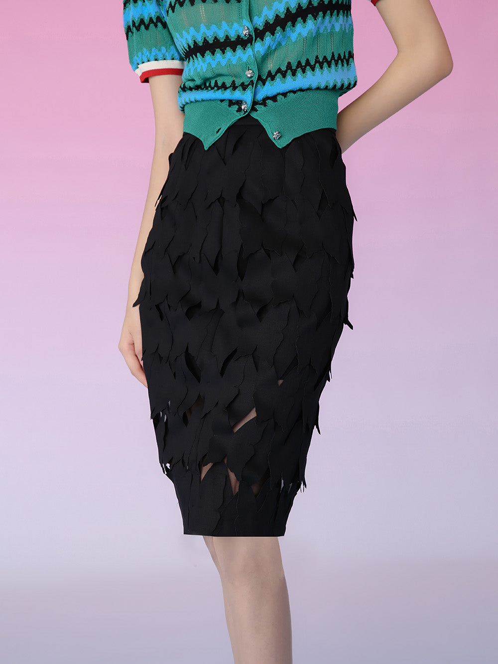 MUKZIN Butterfly Cutout Black Skirt