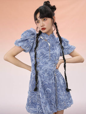 MUKZIN Slim Fit Cheongsam Collar Mini Dress