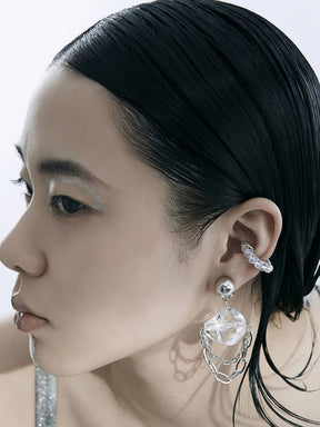 MUKTANK×DARKNESS Shaped Transparent Drop Earrings