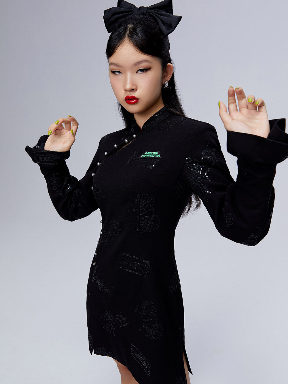 MUKZIN Black Cheongsam Qi Pao