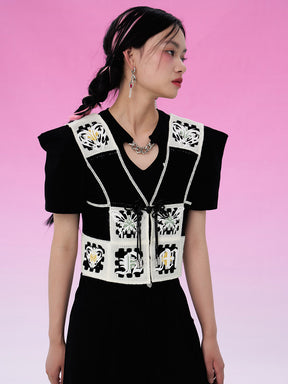 MUKZIN Black Embroidered Vest