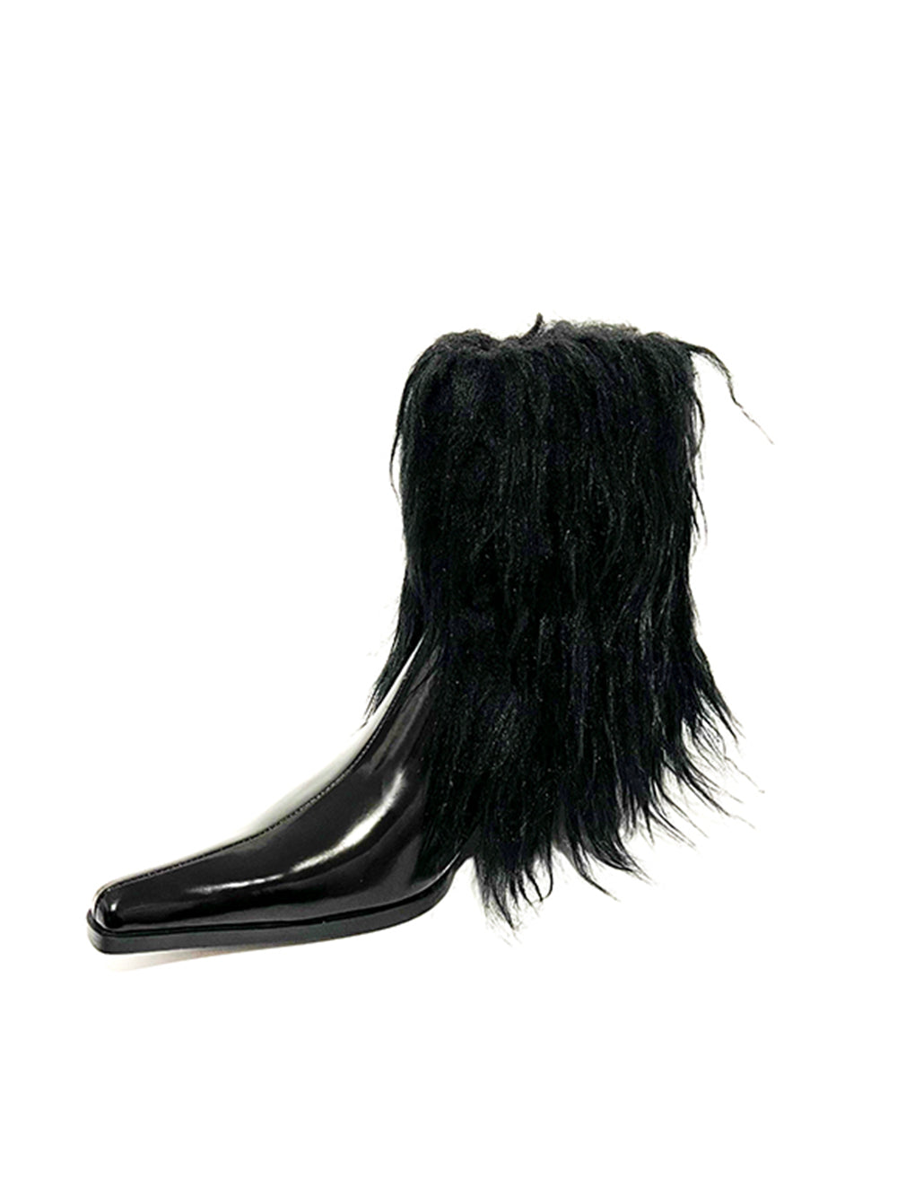 MUKTANK×AZ43 Black Wig Feel Ankle Boots Comfortable Shoes