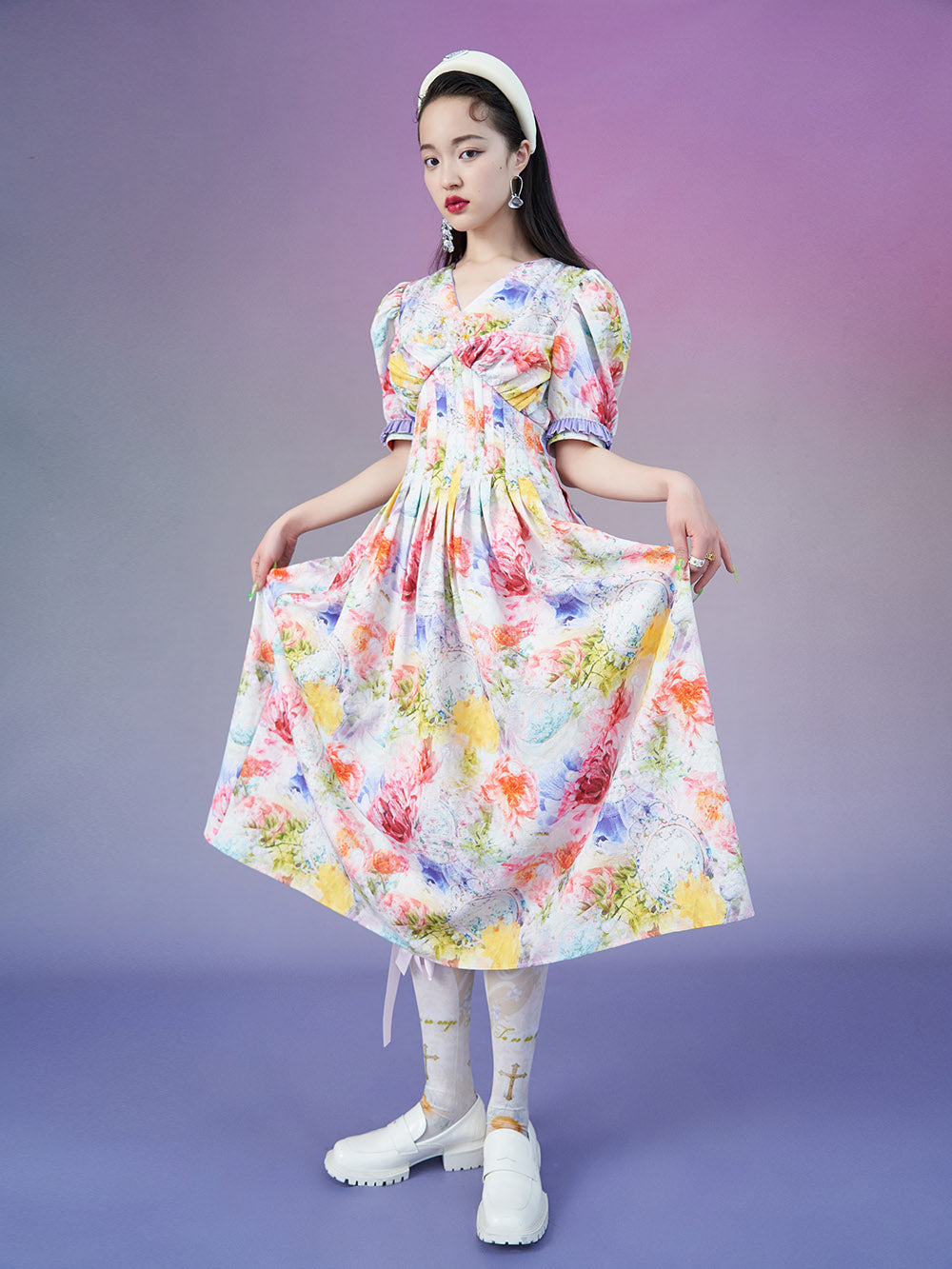MUKZIN Three-dimensional Jacquard Waist Dress