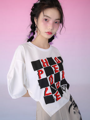 MUKZIN White Waist Design Letter T-Shirt