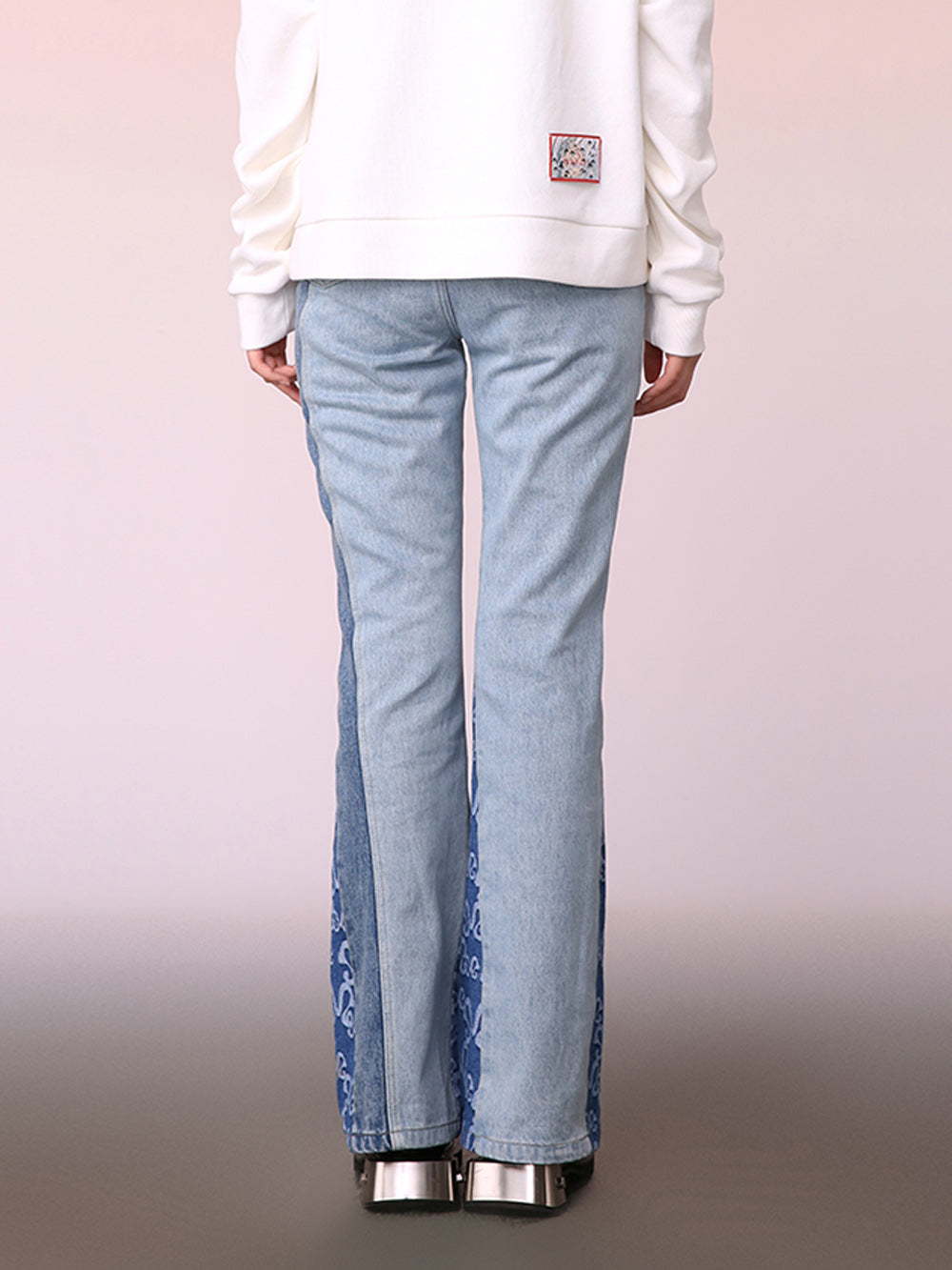 MUKZIN Trendy Light Blue Denim Flared Trousers