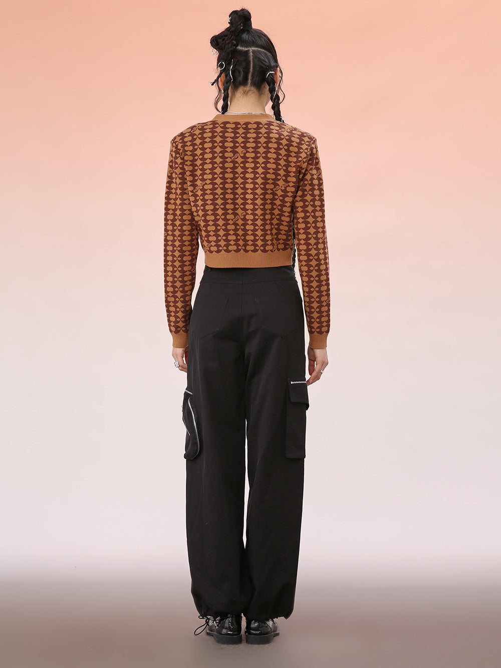 MUKZIN Khaki Temperament Short Knit Sweater