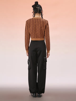 MUKZIN Khaki Temperament Short Knit Sweater