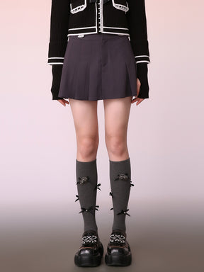 MUKZIN Gray Short Sweet A-line Pleated Skirt