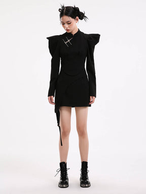 MUKZIN New Chinese Style Black Cheongsam Dress