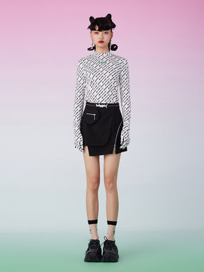 MUKZIN Silm Bottom T-shirt With Printed Words